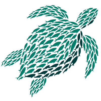 A turtle made of shoaling fish